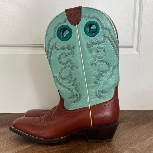 Ariat Teal + Brown Western Cowboy Boots - Picture 1 of 3